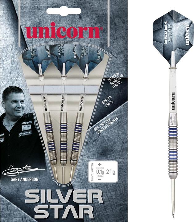 Actual product image Unicorn Silver Star Gary Anderson Steel Darts (25 g)