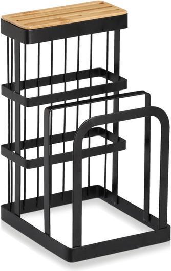 Zeller Present Bloc à couteaux support pour planches Métal Bambou 12x14x22 cm