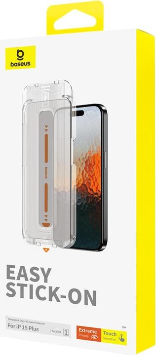 Productafbeelding Baseus iPhone 15 Plus Saffier Series Screen Protector Kogelvrij Glas met Privacy Screen (1 Stuk, Apple iPhone 15 Plus, Apple iPhone 16 Plus)