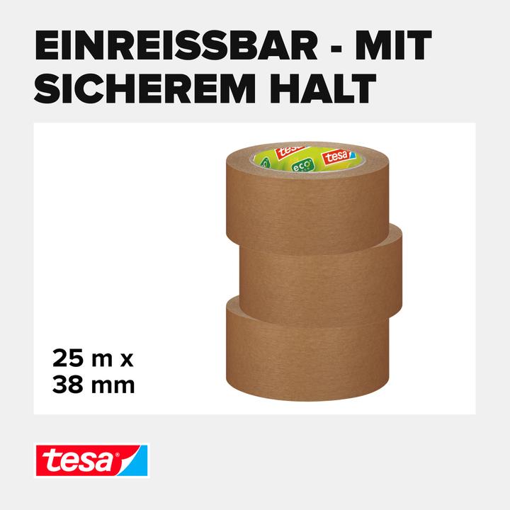 Immagine prodotto tesa nastro da imballaggio tesapack PAPER STANDARD - 56% di materiale biobased - adatto al riciclaggio (38.38 mm)