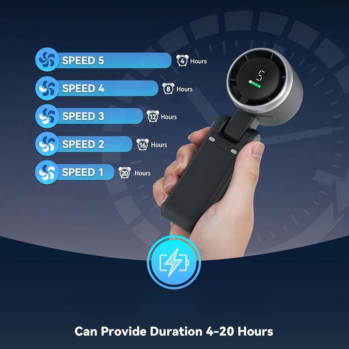 Produktbild PhoneLook Tragbarer faltbarer USB-Lüfter wiederaufladbar ultra-leise 5 Geschwindigkeiten 3600mAh Akku 10h Lauf (60 dB)