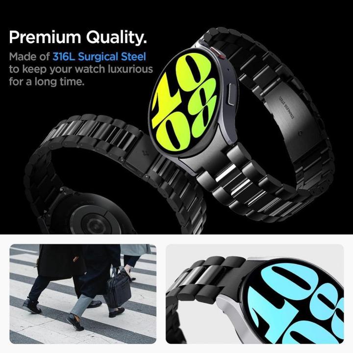 Actual product image Spigen Pasek Modern Fit Band na Samsung Galaxy Watch 6 (44 mm) - czarny (Stainless steel)