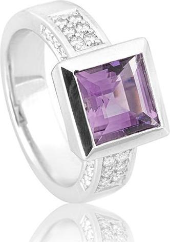 Breuning RING - E.AMETHYST/Brill. 0,324 Ct. H/si (51, 750/18 K Gold)