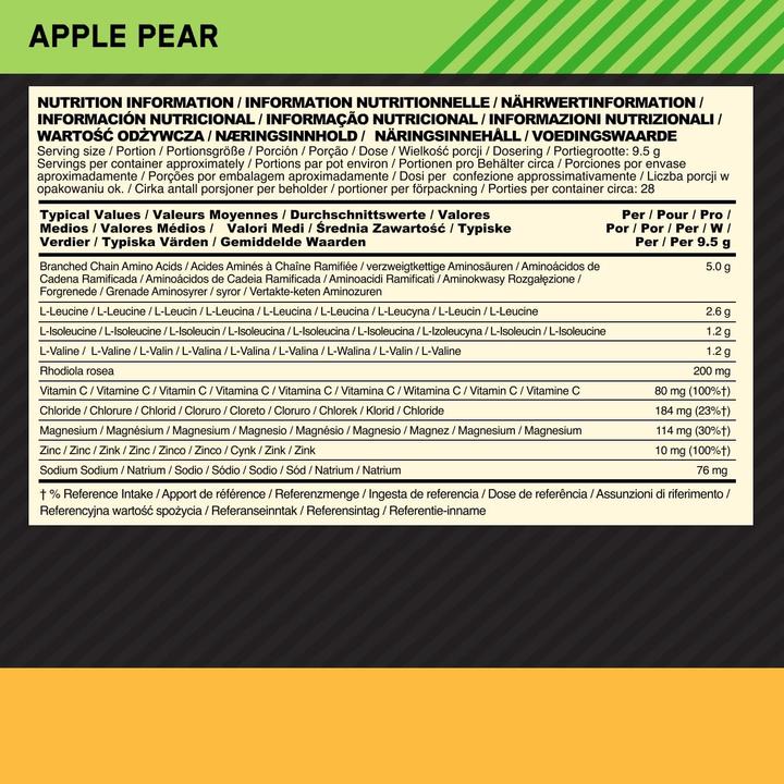 Nährwerte und Zutaten Optimum Nutrition Gold Standard BCAA (1 Stück, Pulver, 266 g)