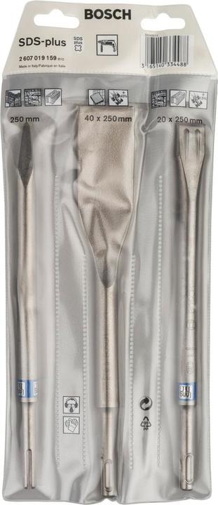Actual product image Bosch Professional Zubehör 3-piece chisel set, SDS plus, 0/20/40 mm (250 mm)