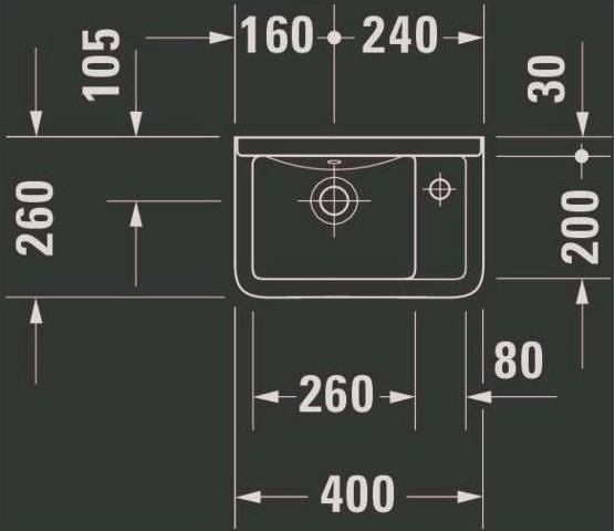 Produktbild Duravit Handwaschbecken Starck 3 40 cm wei 0751400000 (260 mm, 400 mm)