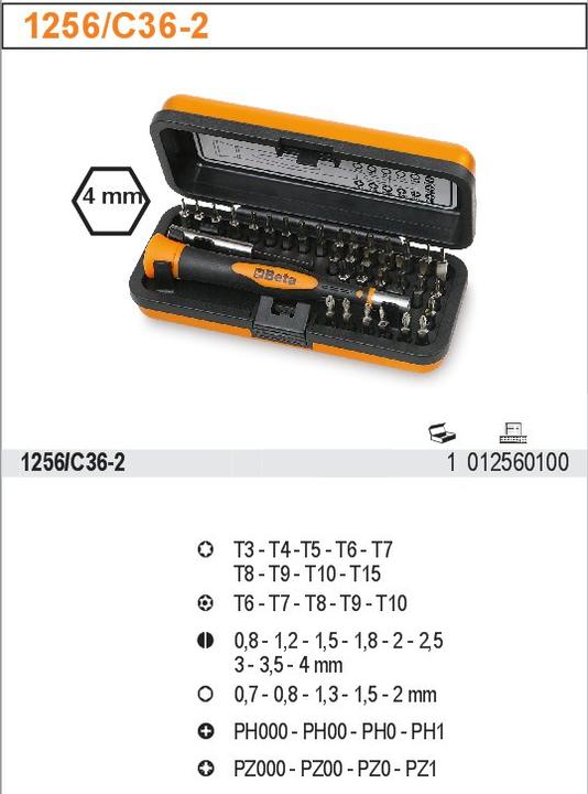 Image du produit BETA 1256/C36-2 Tournevis électronique, Jeu de tournevis pour travaux de précision (jeu d'outils)