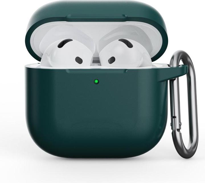 Produktbild RPD AirPods 4. Gen - Silikon Etui – Robuster Schutz mit Karabiner, Dunkelgrün (Kopfhörer Tasche)