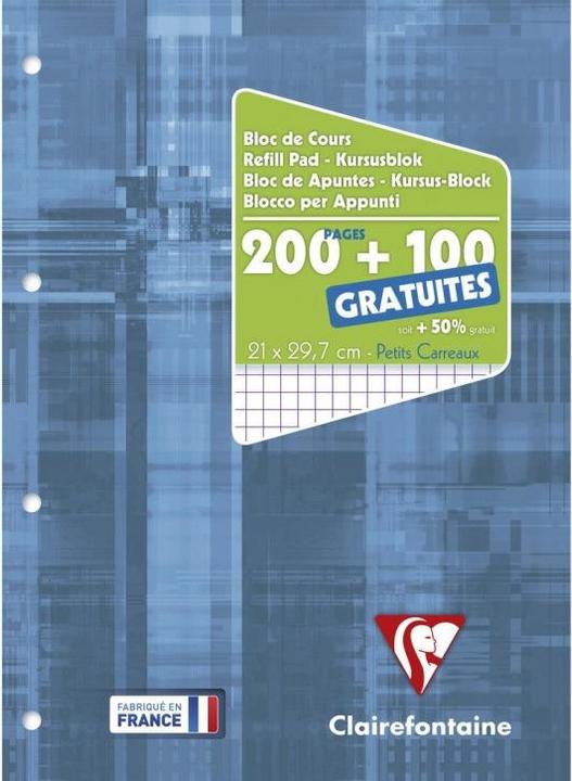 Produktbild Clairefontaine Bloc de cours, perfor‚, A4, quadrill‚ 5x5