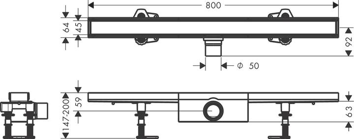 Actual product image hansgrohe HG RainDrain Compact complete shower channel set 800mm (800 mm)