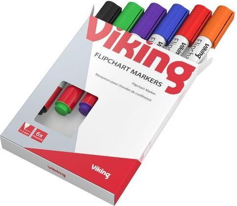 Niceday Flipchart marker 1-3mm assorted round tip (Assorted colours, 3 mm, 6 x)