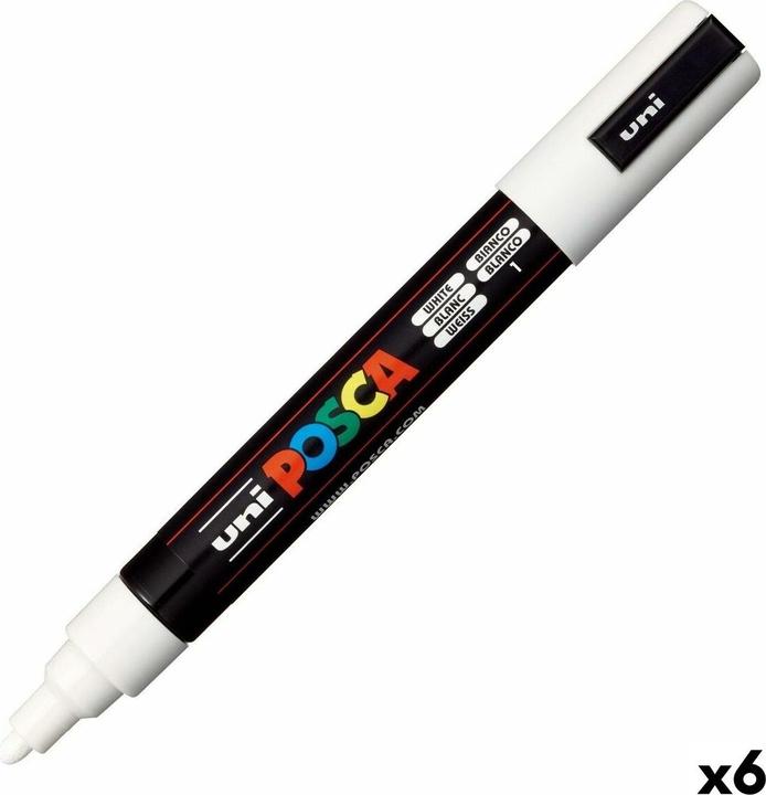 Actual product image Posca Paint marker Uni PC-5M white 1,8-2,5mm - (6 pcs.) (Multicoloured, 2.50 mm, 6 x)