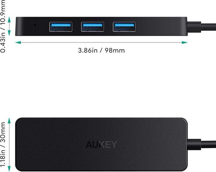 Actual product image Aukey CB-H39 (USB-A, 4 Ports)