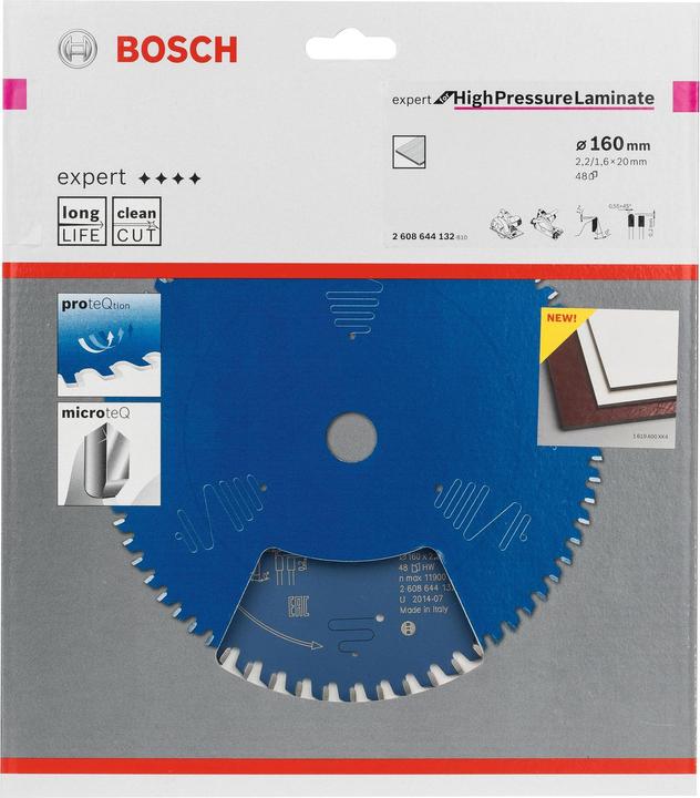 Actual product image Bosch Professional Zubehör Circular saw blade Expert for High Pressure Laminate, 160 x 20 x 2.2 mm, 48