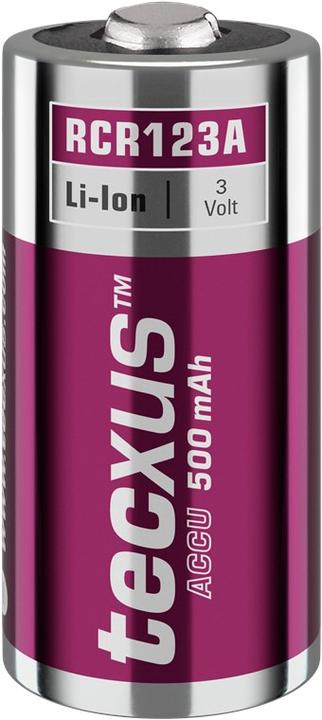 Tecxus RCR123 Akku - 500 mAh, 1 Stk. Karton (1 Stk., RCR123A, 500 mAh)