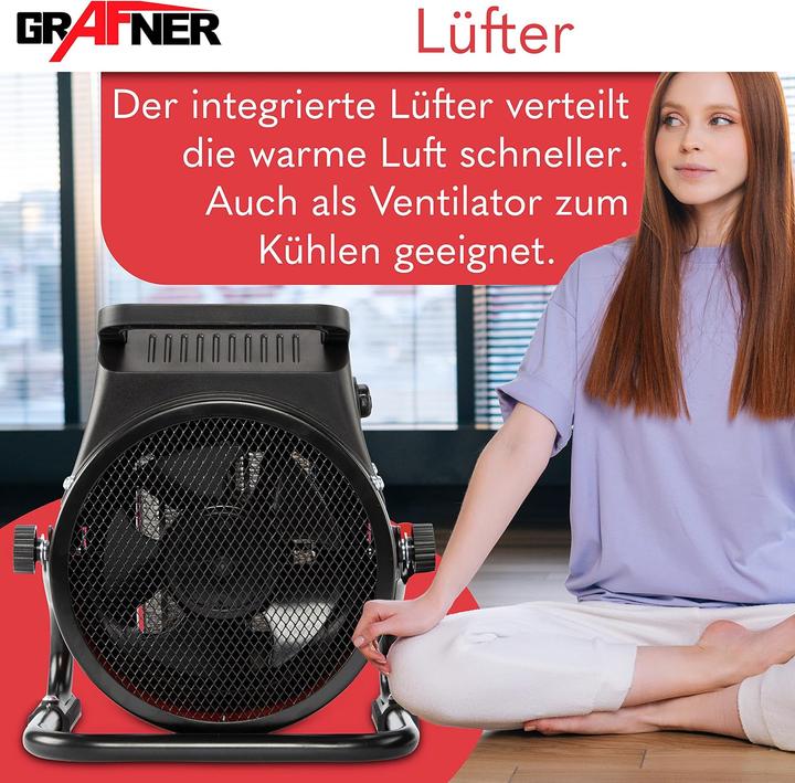 Produktbild Grafner Elektroheizer Heizlüfter Bauheizer 2000 Watt Heizstrahler EH10933 (2000 W)