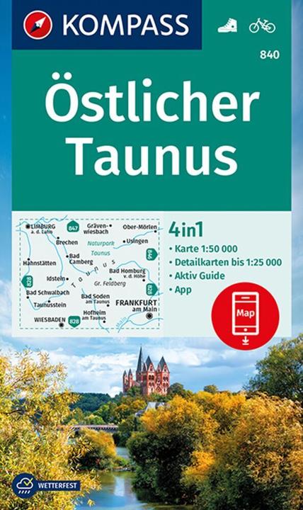 Actual product image KOMPASS Hiking Map Eastern Taunus