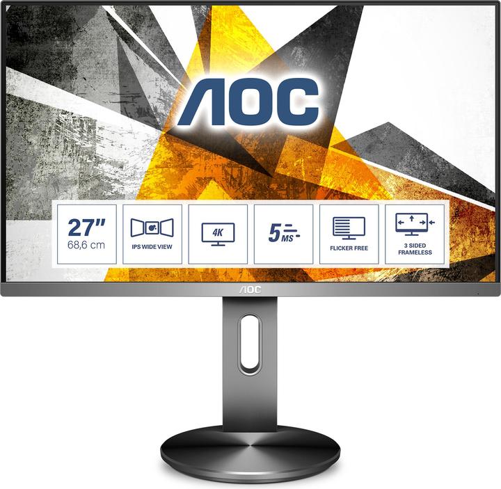 AOC U2790PQU LED IPS 27" UHD 3840x2160p 50M:1 (typ. 1000:1) 350cd 5ms HDMI2.0 (3840 x 2160 Pixels, 27")