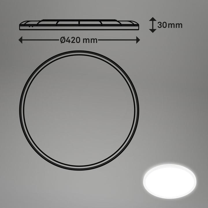Produktbild Briloner Ultra flat LED Panel with backlight effect + Microwave, IP44, white (3000 lm)
