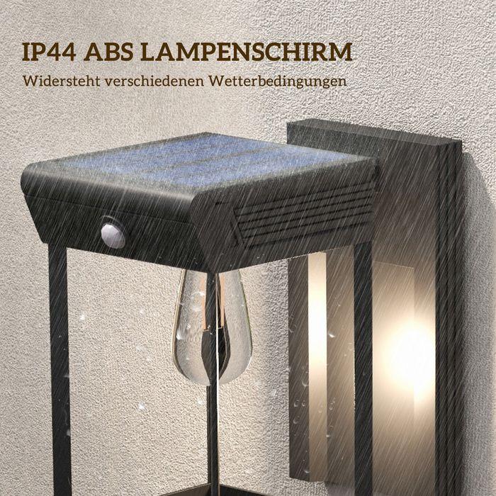 Immagine prodotto Swisshandel24 Applique solare LED luce da giardino bianco caldo sensore di luce regolabile IP44 nero (160 lm, IP44)