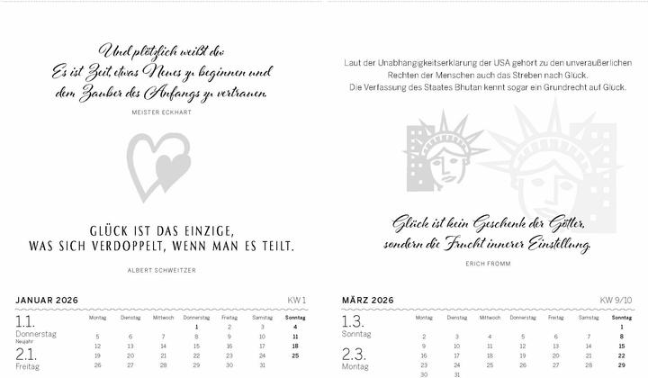 Produktbild Glückskalender 2026 (Harter Einband, Deutsch)