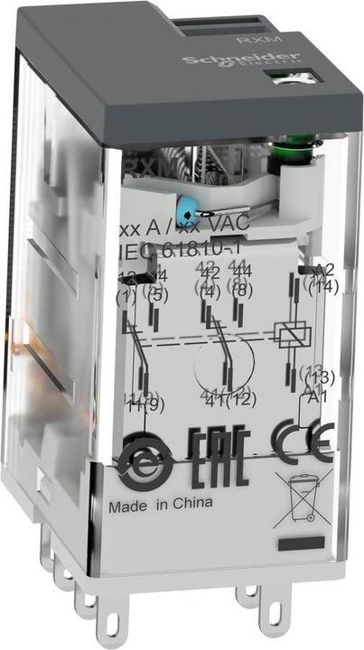 Actual product image Schneider Miniature relay, Easy Harmony RXM2L, 5A, 2W, 230V AC, with LED RXM2LB2P7