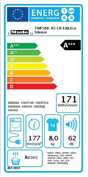 Energie-Label Miele TWF 500-05 EditionEco Silence (8 kg, Links)