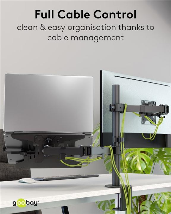Produktbild Goobay Monitorhalterung mit Laptop-Arm Flex, schwarz (Tisch, 31.89")