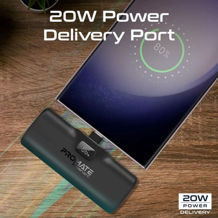 Actual product image ProMate PowerUp-C 5000mAh Mini Powerbank Black (5000 mAh, 18.50 Wh)