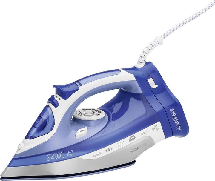 Clatronic DB 3706 cordless Dampfbügeleisen Keramiksohle weiss-blau (2400 W)