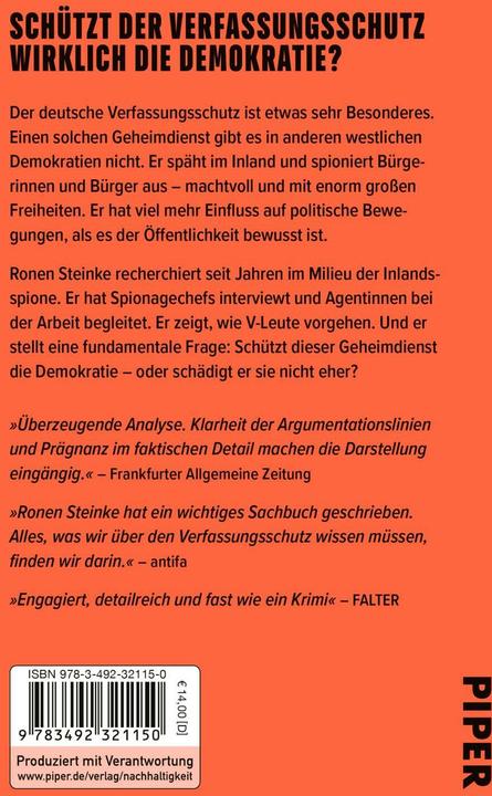 Produktbild Verfassungsschutz (Deutsch, Ronen Steinke, 2025)