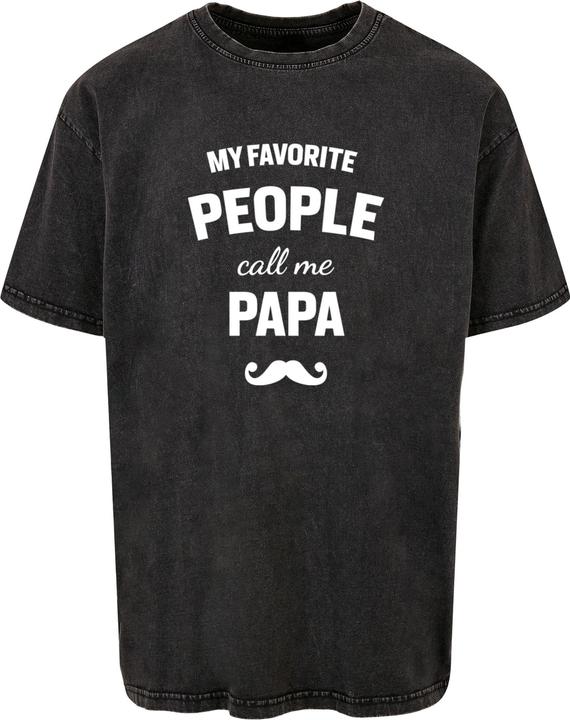 Merchcode Fathers Day - My Favorite People Call Me Papa Acid Washed Heavy Oversized Tee - 112805 (L)