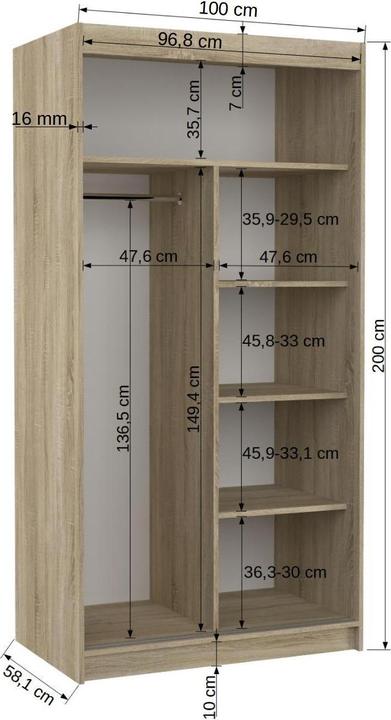 Actual product image ADRK Furniture Baros (100 x 58 x 200 cm)