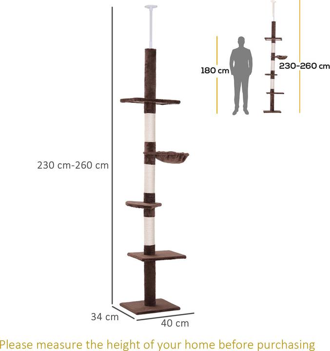 Nährwerte und Zutaten PawHut Kratzbaum höhenverstellbar (260 cm, Braun)