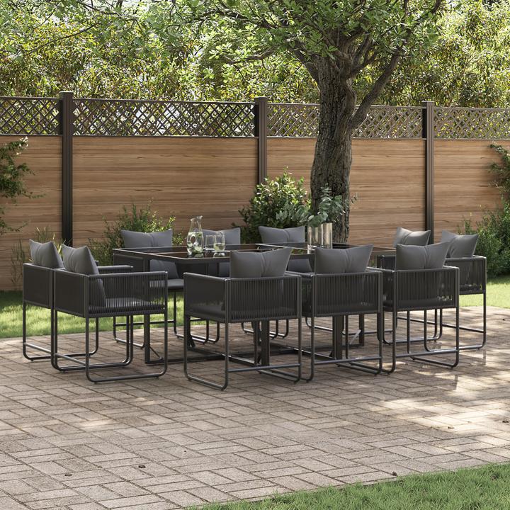 Produktbild VidaXL 13-teiliges Gartentischset mit Kissen aus Stahl und Poly-Rattan (107 cm)