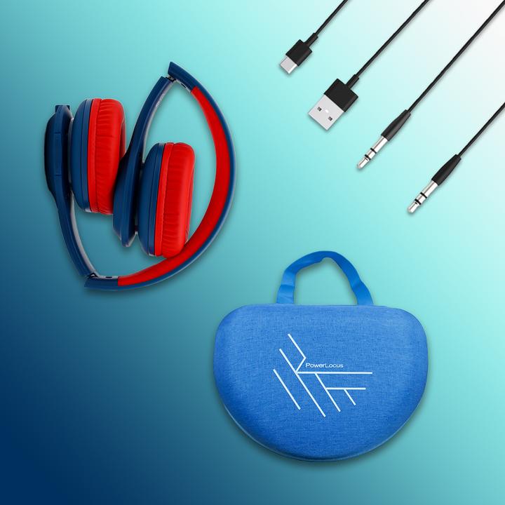 Produktbild PowerLocus PLED Bluetooth-Kinderkopfhörer blau/rot