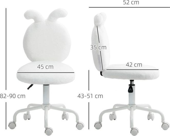 Produktbild Swisshandel24 Bürostuhl Höhenverstellbar Schreibtischstuhl mit Hasenohren, Samtoptik, Weiss