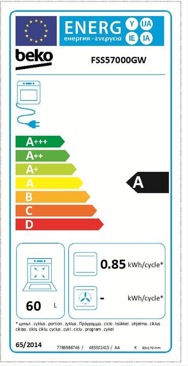 Energie-Label Beko FSS57000GW