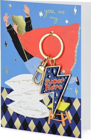 Actual product image Partydeco Card with keychain Super Hero, 12x16 cm (1 pkt / 1 pc.)