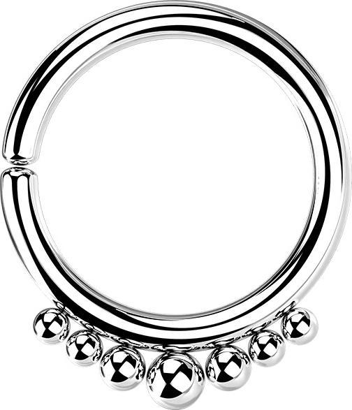 Star Piercing Micro Piercing Ring silber sieben Kugeln (Chirurgenstahl 316L, ohne Messing)