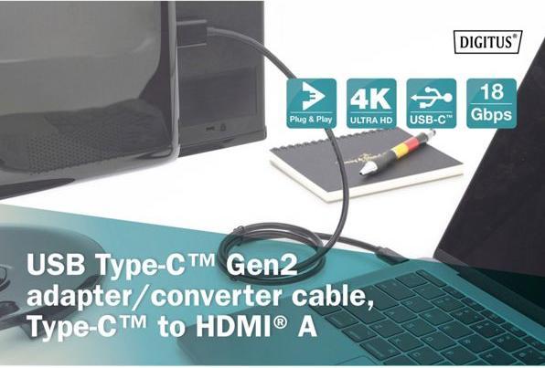 Immagine prodotto Digitus USB Typ C — HDMI (Typ A) (2 m, HDMI)