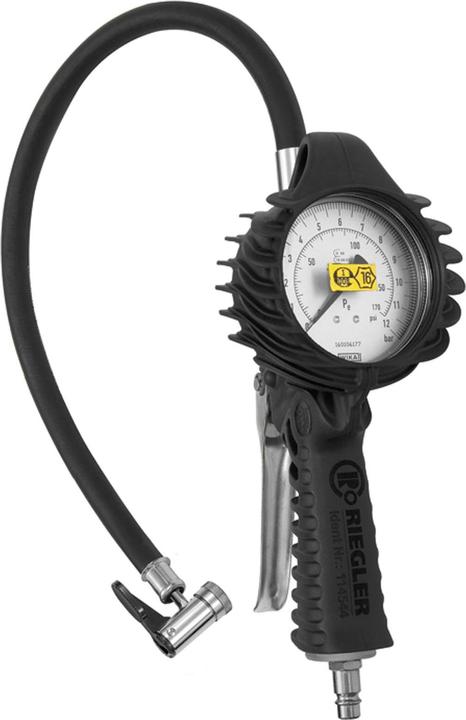 Riegler Hand tyre inflator pressure gauge standard design calibrated, with lever plug DN 7.2