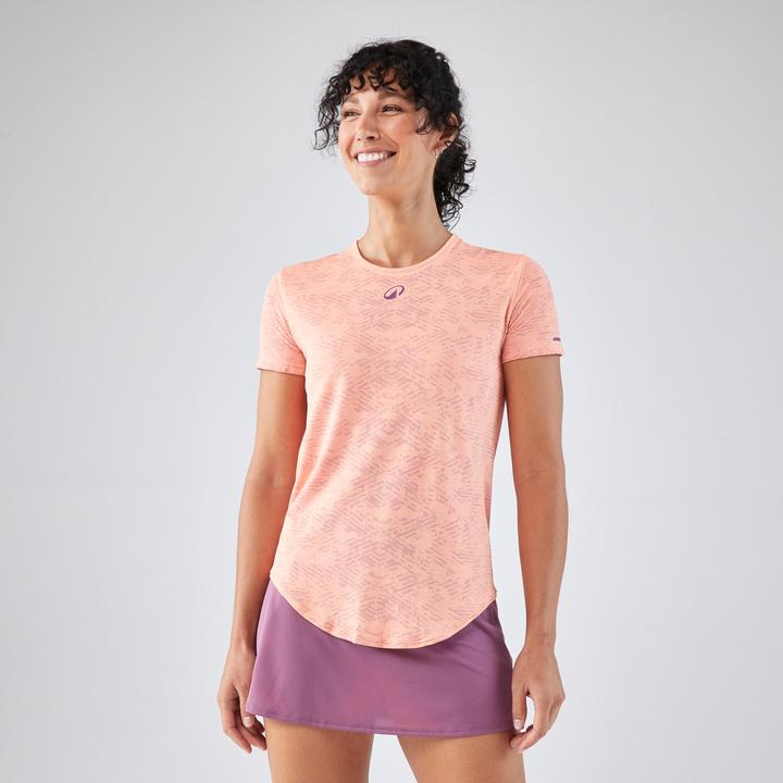 Kuikma Women’s Short-Sleeved Breathable Technical Padel T-Shirt - Coral Orange