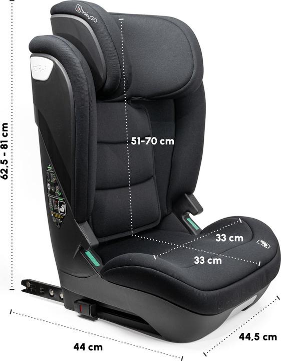 Produktbild BabyGo Motion Isize Isofix black (Kindersitz, ECE R129/i-Size Norm)