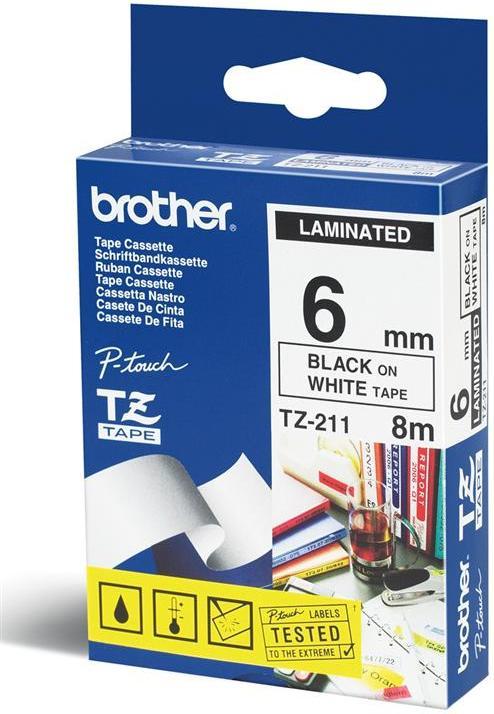 Actual product image Brother TZe-211 (0.60 cm, Black, White)