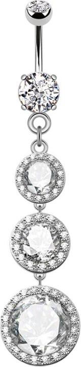 Immagine prodotto Star Piercing Banana d'argento con due sfere di cristallo ciondolo d'argento tre gocce di cristallo (Acciaio chirurgico 316L, Ottone)