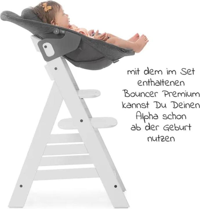 Produktbild Hauck Hochstühle Alpha Plus White 4-tlg. Newborn Set - Hochstuhl + 2in1 (Hochstuhl)