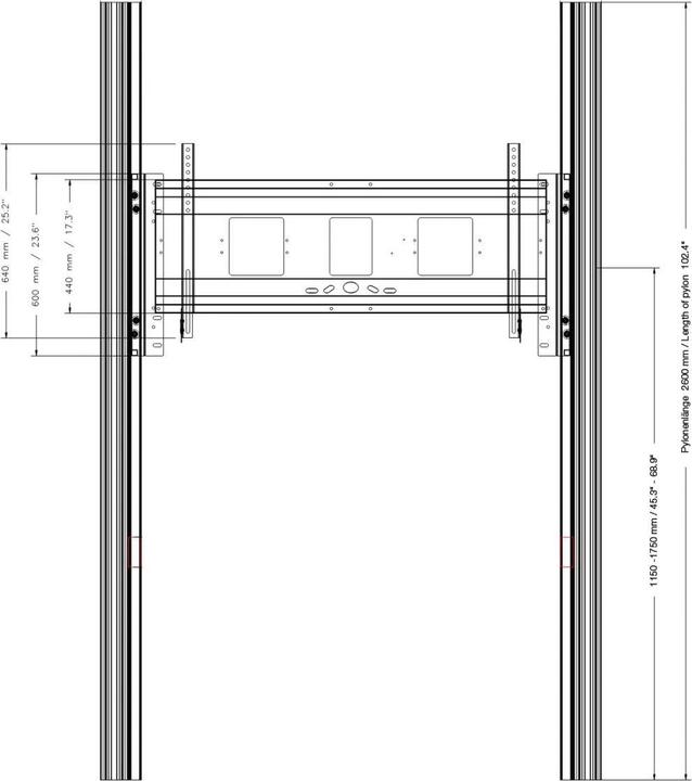 Produktbild Conen Wandmontiertes 2 Säulen Pylonensystem für Monitore von (Wand, 86")