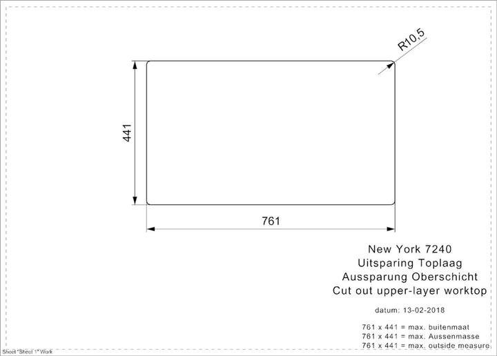 Actual product image Reginox Sink, Stainless Steel Kitchen Sink New York OKG 72x40 cm R31377 (44 cm, 76 cm)