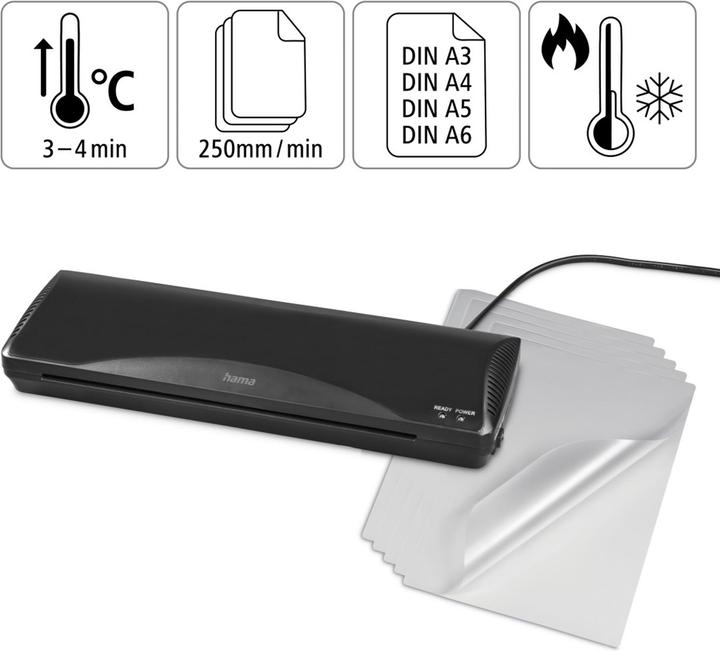 Productafbeelding Hama Lamineermachine voor thuis en kantoor DIN A3/250 (125 µm, A4, A5, A3, A6)